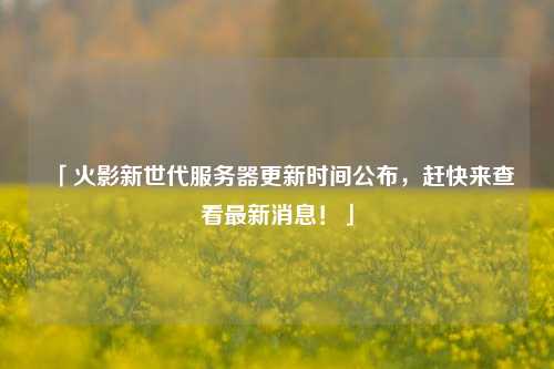 「火影新世代服務器更新時間公布，趕快來查看最新消息！」