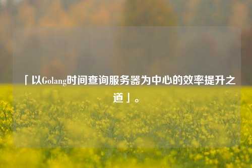 「以Golang時間查詢服務器為中心的效率提升之道」。